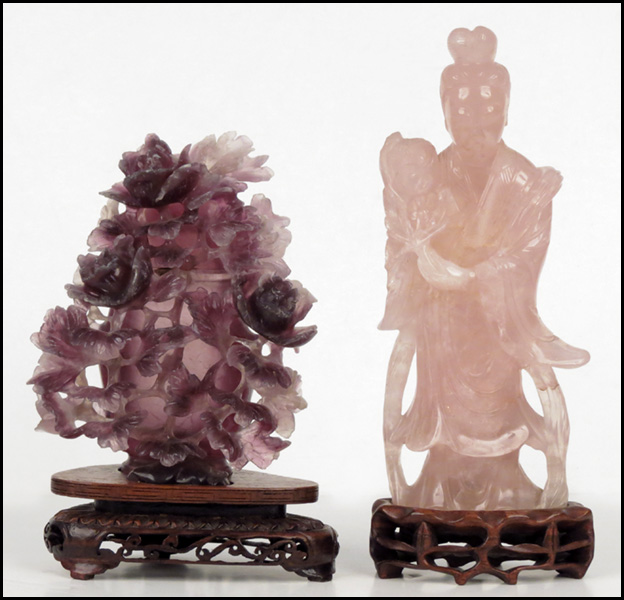 CARVED ROSE QUARTZ QUAN YIN.