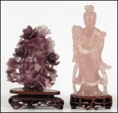 CARVED ROSE QUARTZ QUAN YIN. T