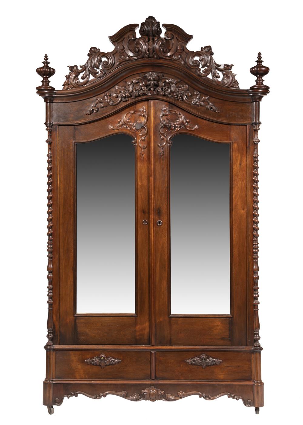 CARVED ROSEWOOD ARMOIRE, PROB.