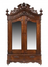 CARVED ROSEWOOD ARMOIRE, PROB.