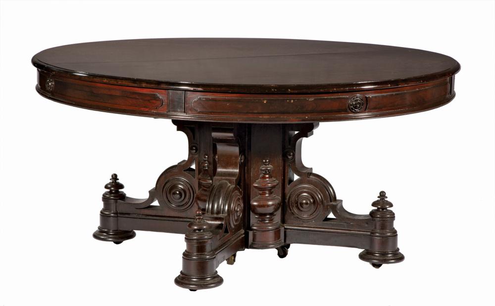 CARVED ROSEWOOD EXTENSION DINING