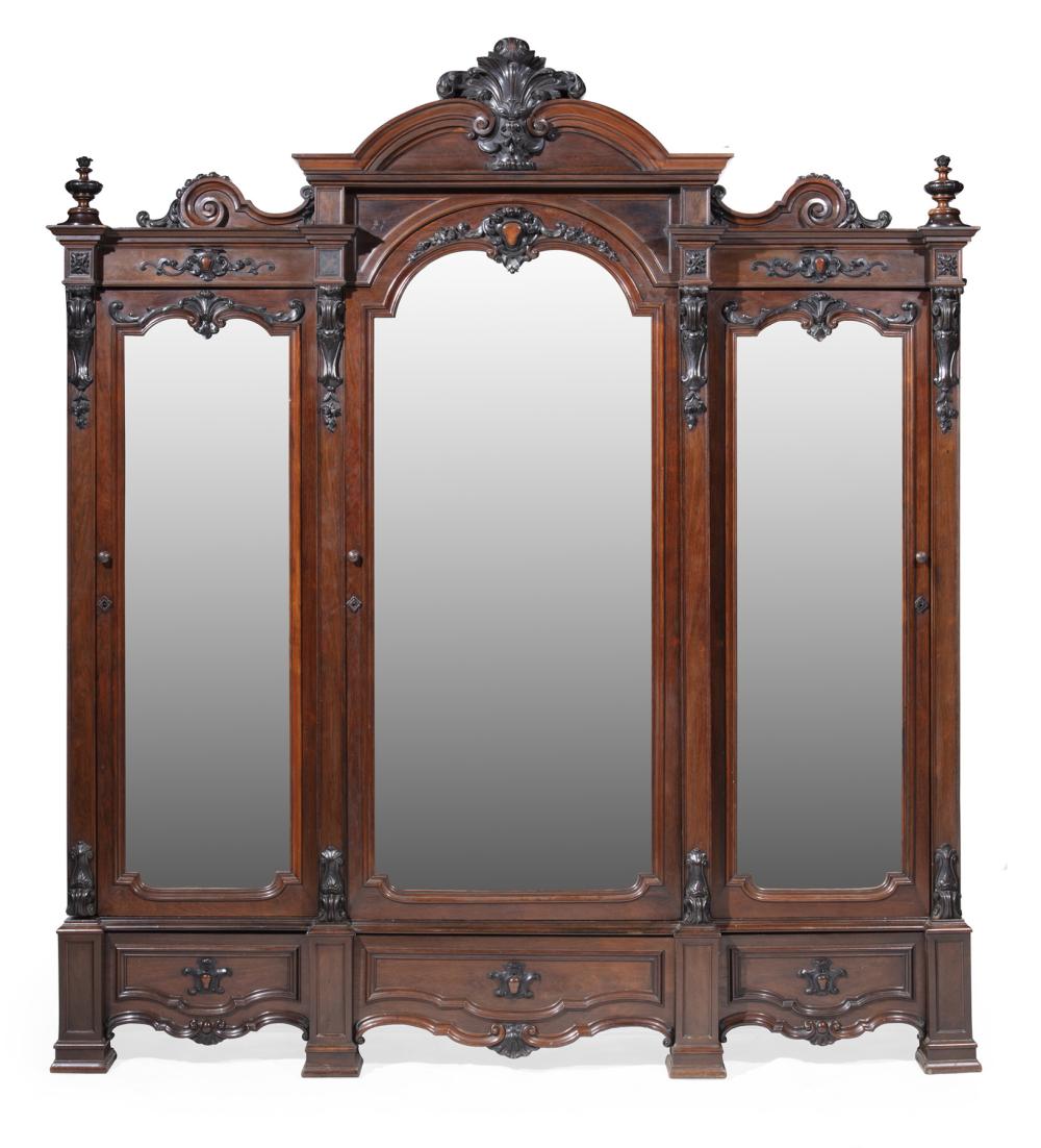 CARVED ROSEWOOD TRIPLE DOOR