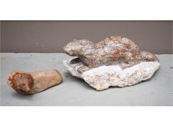 Carved russet and tan stone