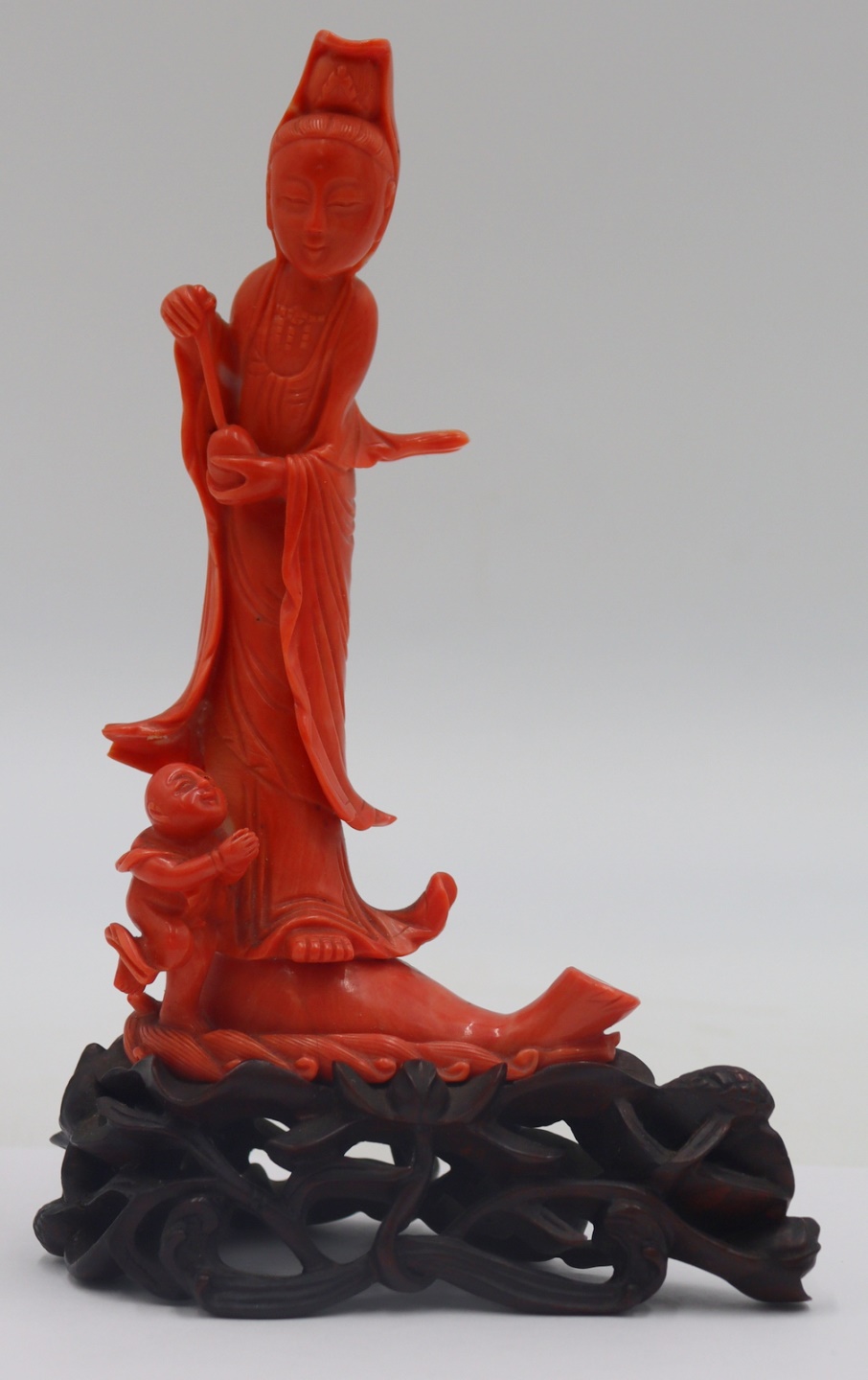 CARVED SALMON CORAL FIGURAL