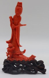 CARVED SALMON CORAL FIGURAL GR