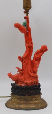 CARVED SALMON CORAL FIGURAL GR