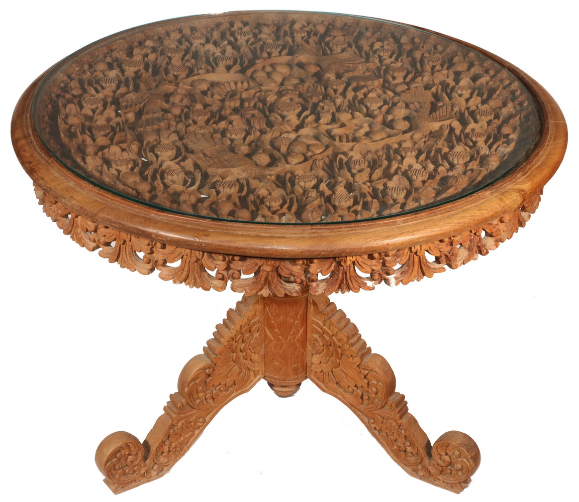 CARVED SANDALWOOD SIDE TABLE