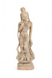 CARVED SANDSTONE STANDING QUAN