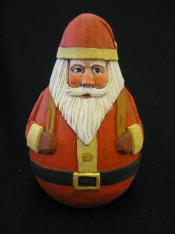 Carved Santa Roly Poly Figurine