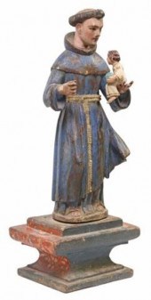 CARVED SANTO ALTAR FIGURE SAN