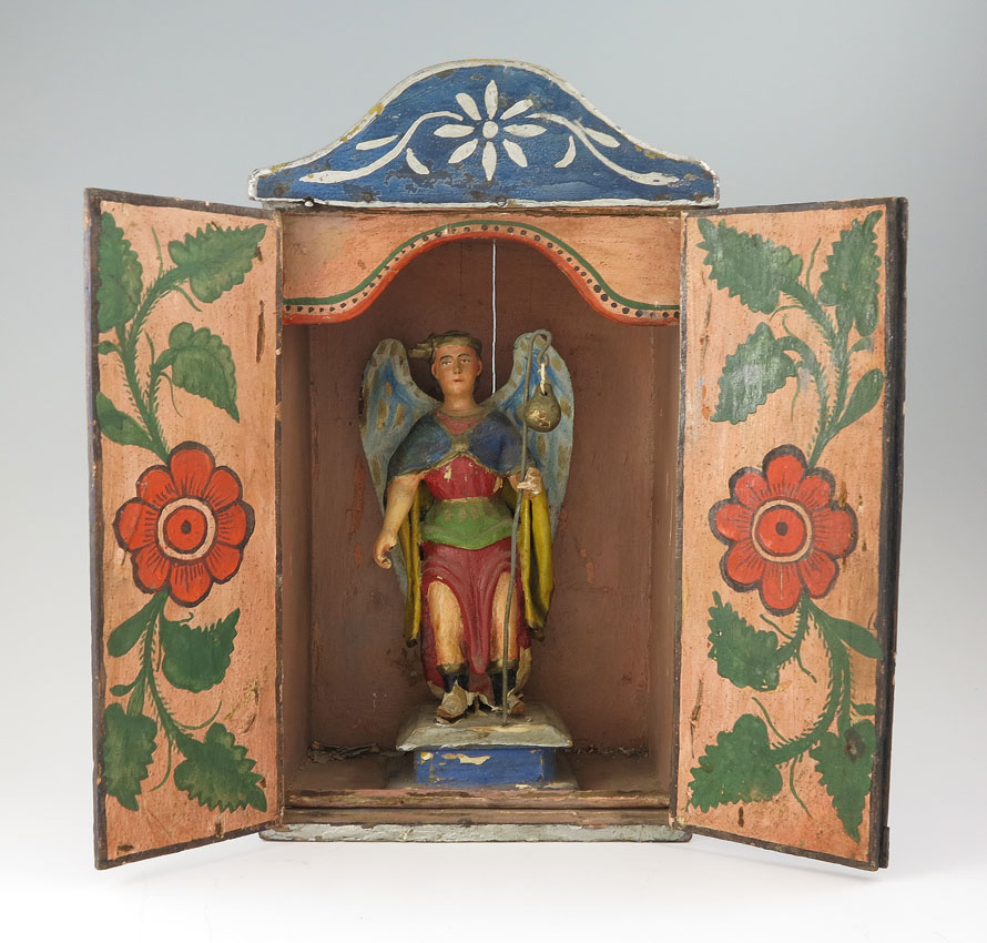 CARVED SANTOS & SHRINE: Blue
