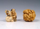 CARVED SIGNED IVORY NETSUKES: