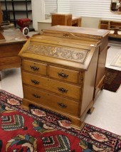 CARVED SLANT-TOP SECRETARY, EN