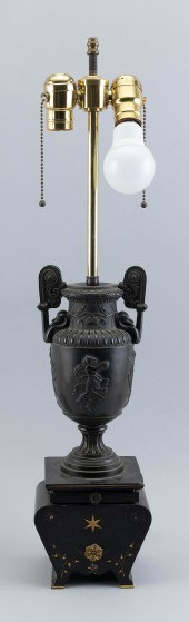 CARVED SLATE TABLE LAMP LATE 1
