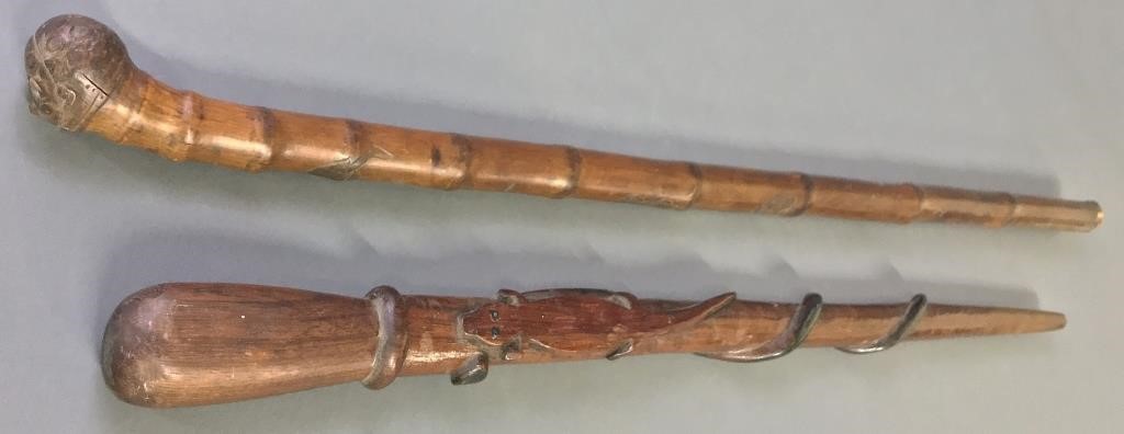 Carved snake and alligator