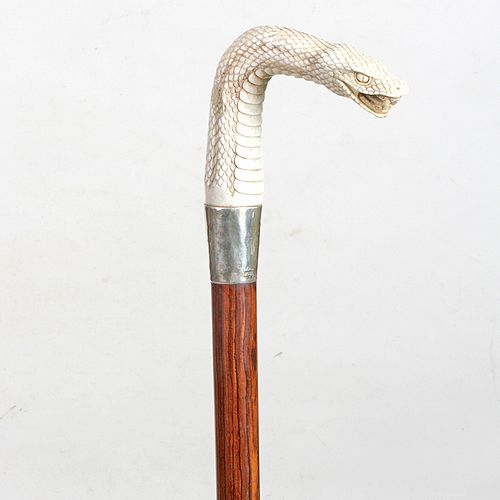 CARVED SNAKE CANE20th Century- a