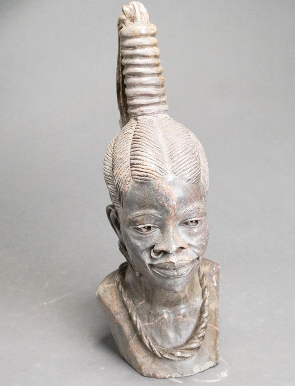 CARVED SOAPSTONE BUST OF YOUNG