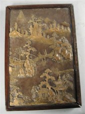 Carved soapstone Chinese plaqu