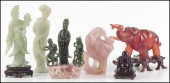 CARVED SPINACH JADE AND QUARTZ