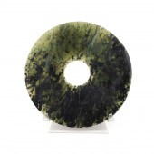 CARVED SPINACH JADE BI DISK ON