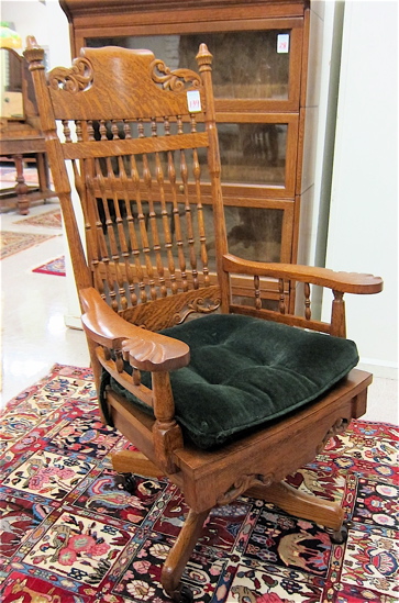 CARVED SPINDLE-BACK SWIVEL DESK