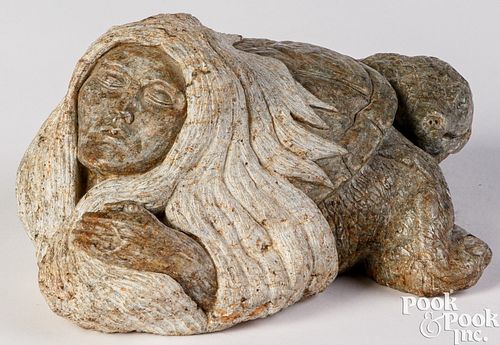 CARVED STEATITE STONE TURTLE WITH