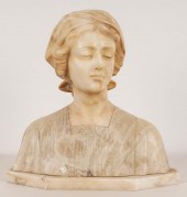CARVED STONE BUST OF A WOMANun