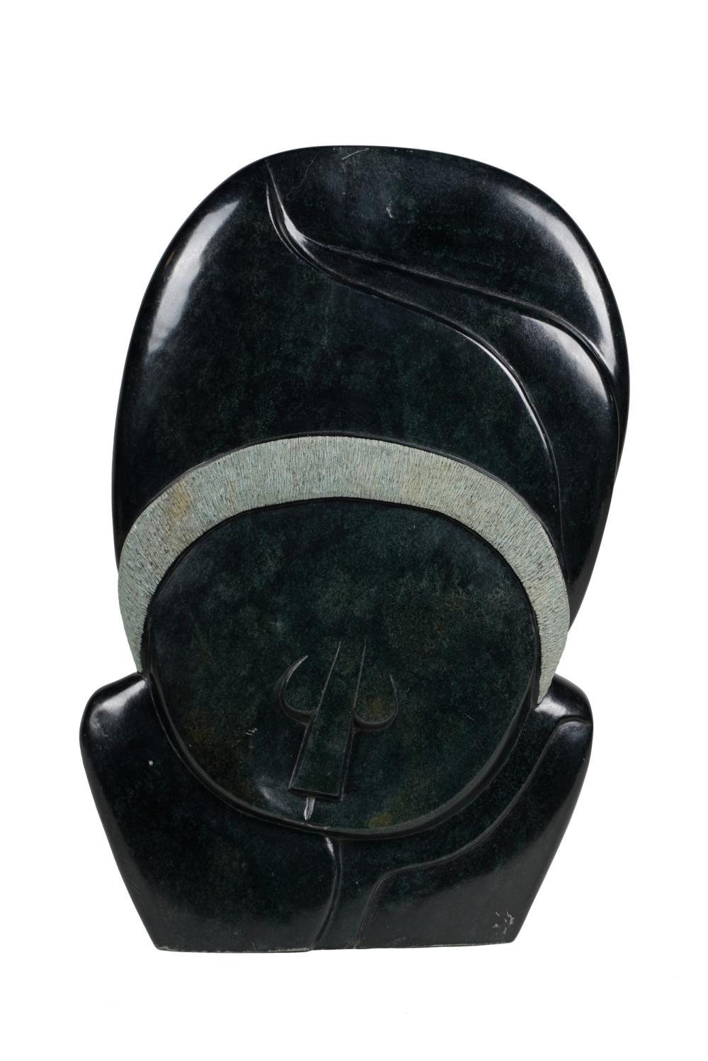 CARVED STONE BUSTinscribed