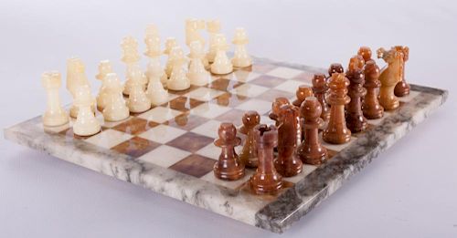 CARVED STONE CHESS SETCarved