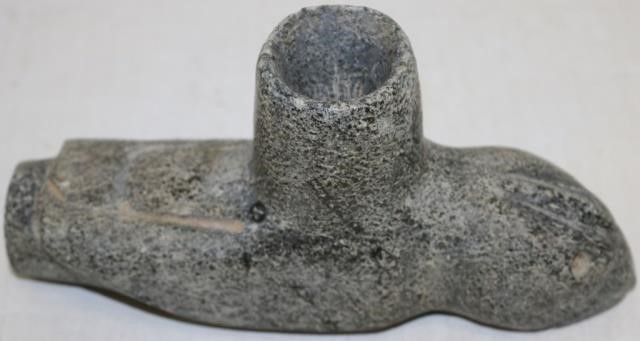 CARVED STONE EFFIGY PIPE