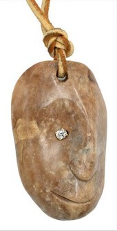 CARVED STONE FACE PENDANT WITH