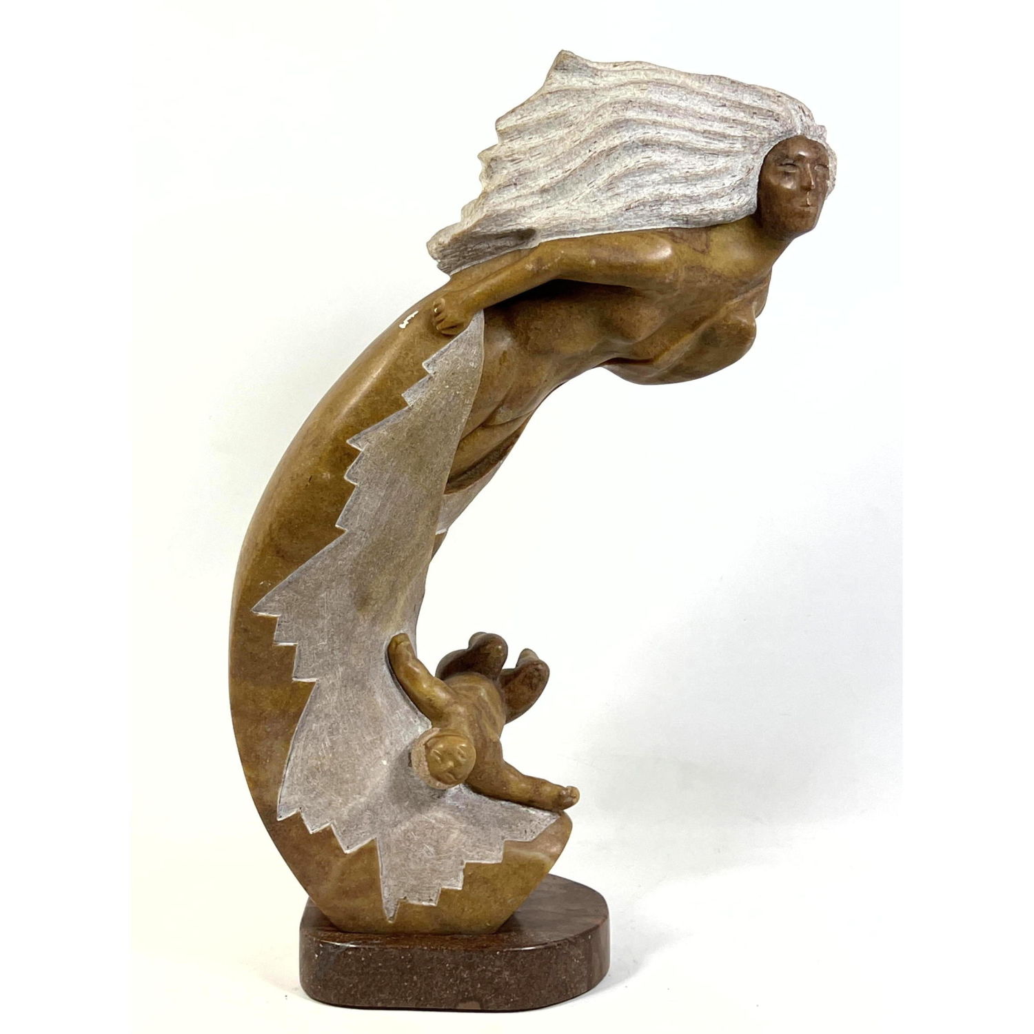 Carved Stone Modernist Sculpture.