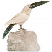 CARVED STONE PARROT GEODE SCUL