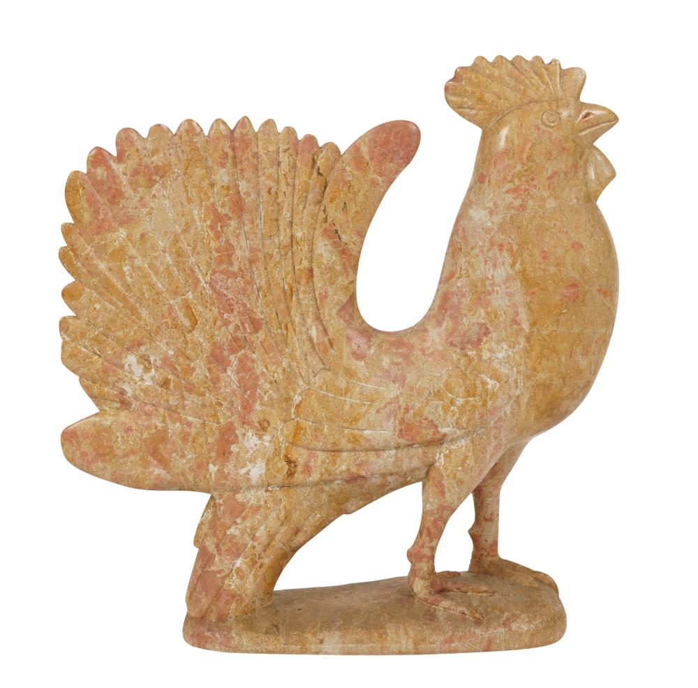 CARVED STONE ROOSTER FIGURECarved