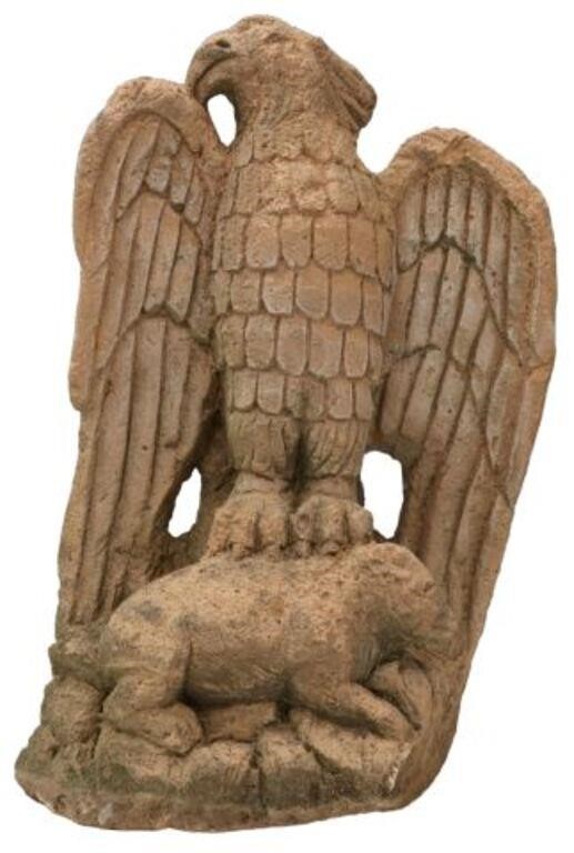 CARVED STONE SCULPTURE EAGLE WITH