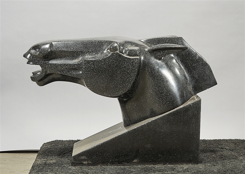 Carved stone sculpture of a horse