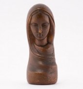 CARVED STYLIZED FEMALE BUST, Q