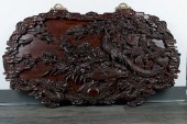 CARVED SUANZHI WOOD DRAGON PAN