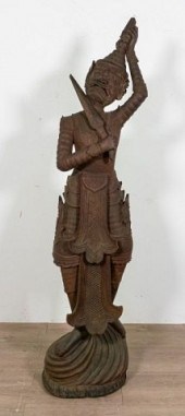 CARVED THAI DEITY SCULPTURECar