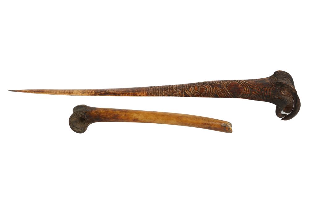CARVED TIBETAN BONE FLUTE AND