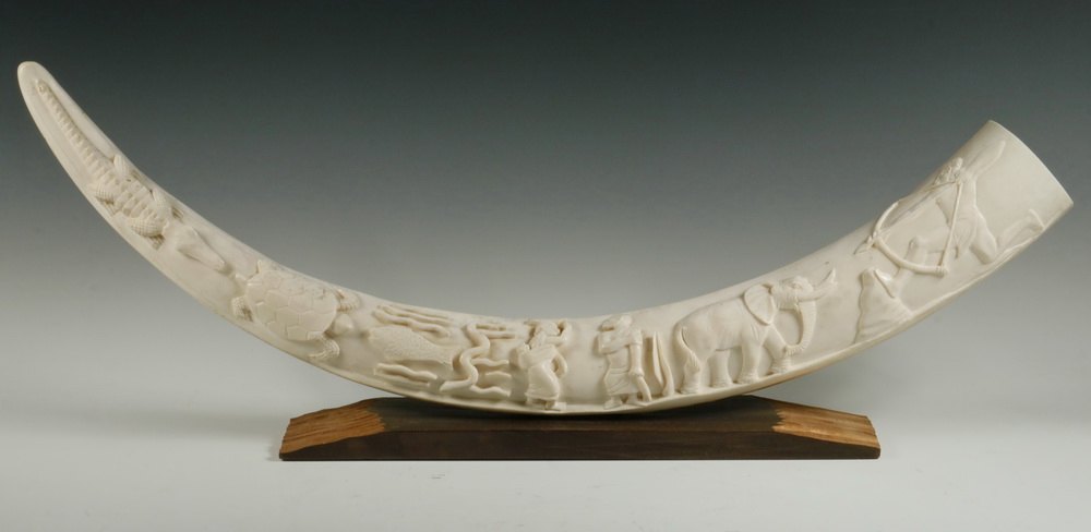 CARVED TUSK WITH PRESIDENTIAL