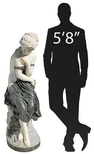 CARVED TWO-TONE MARBLE SCULPTURE,