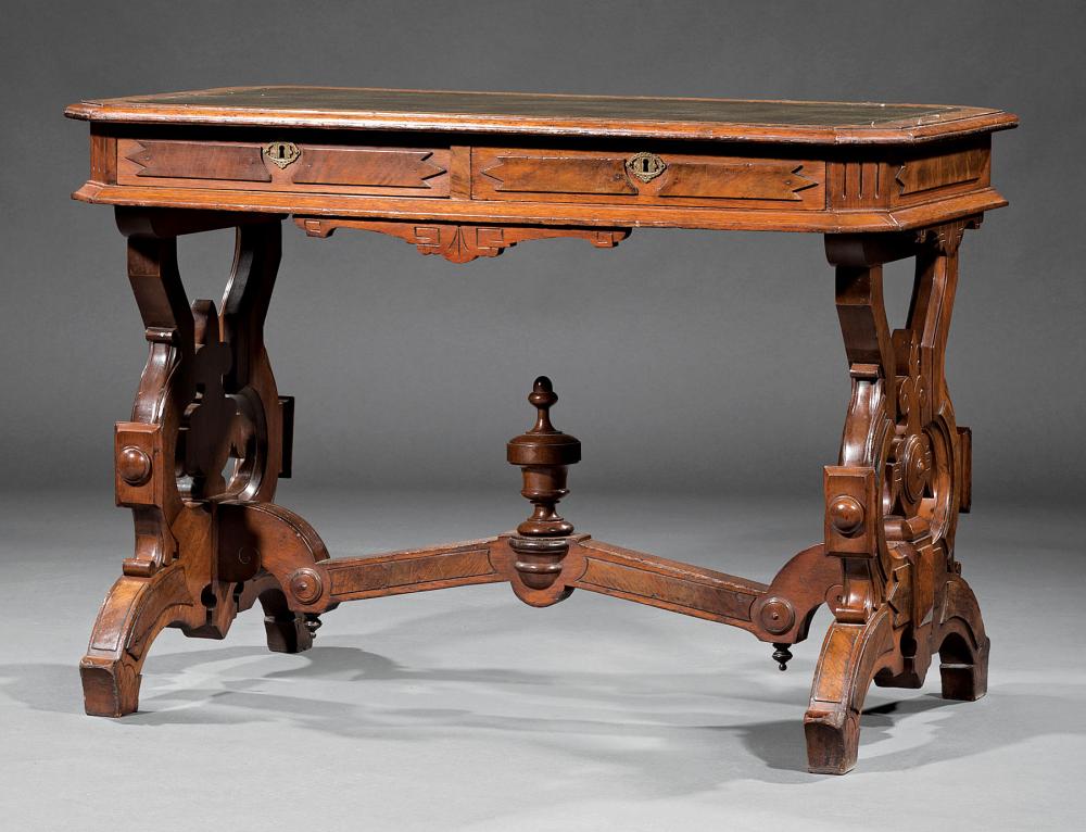 CARVED WALNUT AND BURL LIBRARY