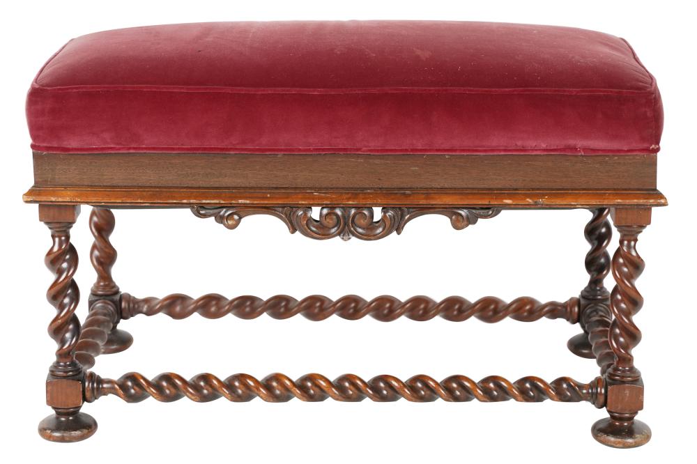 CARVED WALNUT BENCHthe maroon
