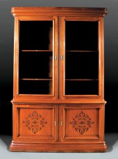 CARVED WALNUT BOOKCASE ATTR. D