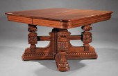 CARVED WALNUT DINING TABLE ATT