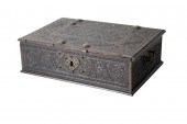 CARVED WALNUT DOCUMENT BOXCond