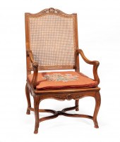 CARVED WALNUT FAUTEUIL A LA RE