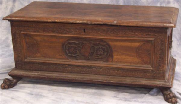 Carved walnut Italian caisson,