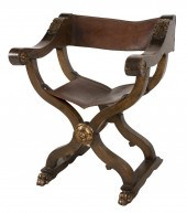 CARVED WALNUT & LEATHER SAVONA